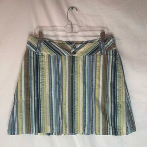 Patagonia mini skirt size8 striped side pockets belt loops